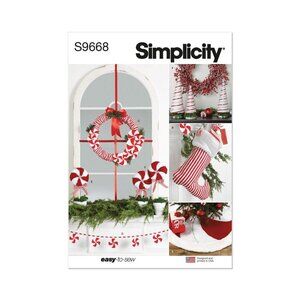 Simplicity Sewing Pattern 9668 11655 Christmas Tree Skirt Stocking Wreath Garlan